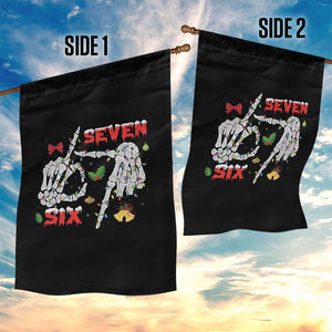 Six And Seven Meme Skeleton Garden Flag Funny Trendy Christmas Party Gift - Print Your Wear