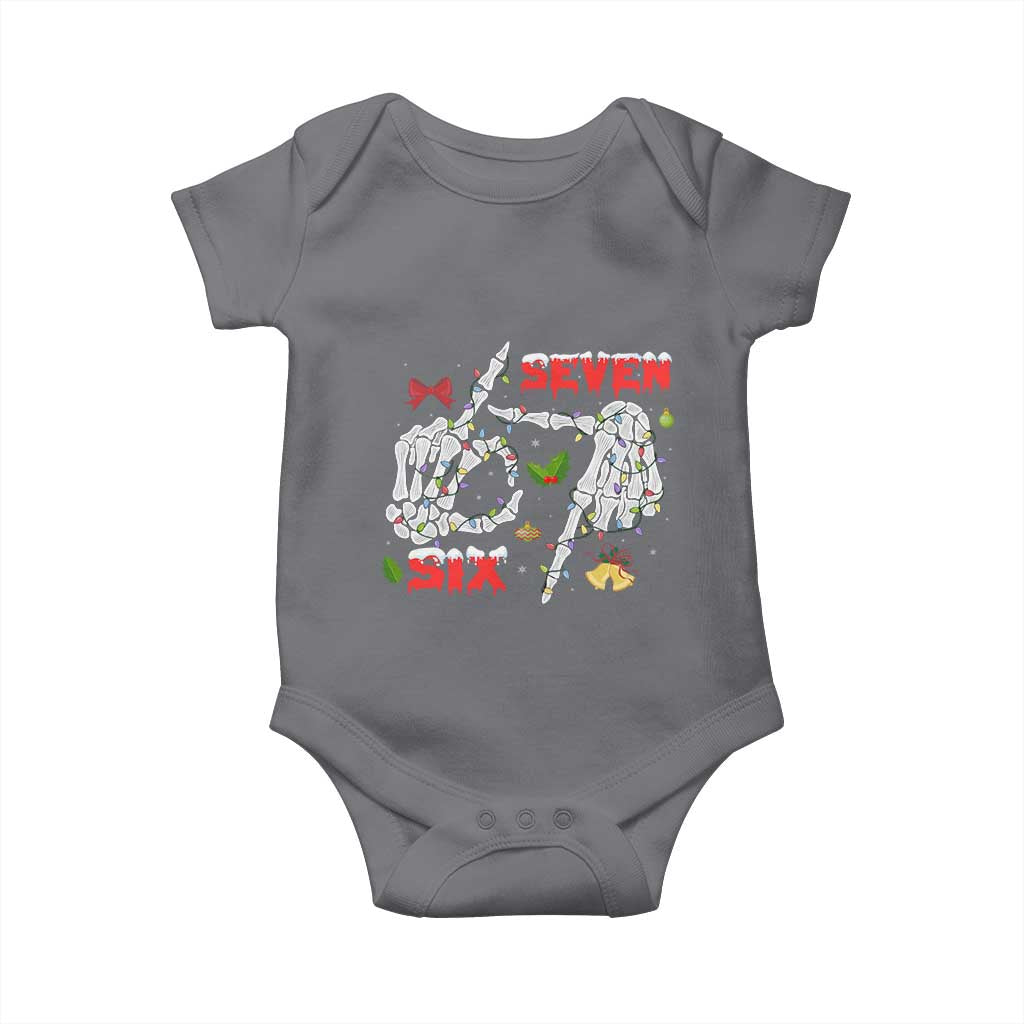 Six And Seven Meme Skeleton Baby Onesie Funny Trendy Christmas Party Gift TS12 Charcoal Print Your Wear