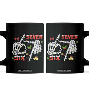 Six And Seven Meme Skeleton Coffee Mug Funny Trendy Christmas Party Gift - Print Your Wear