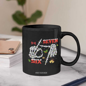 Six And Seven Meme Skeleton Coffee Mug Funny Trendy Christmas Party Gift - Print Your Wear