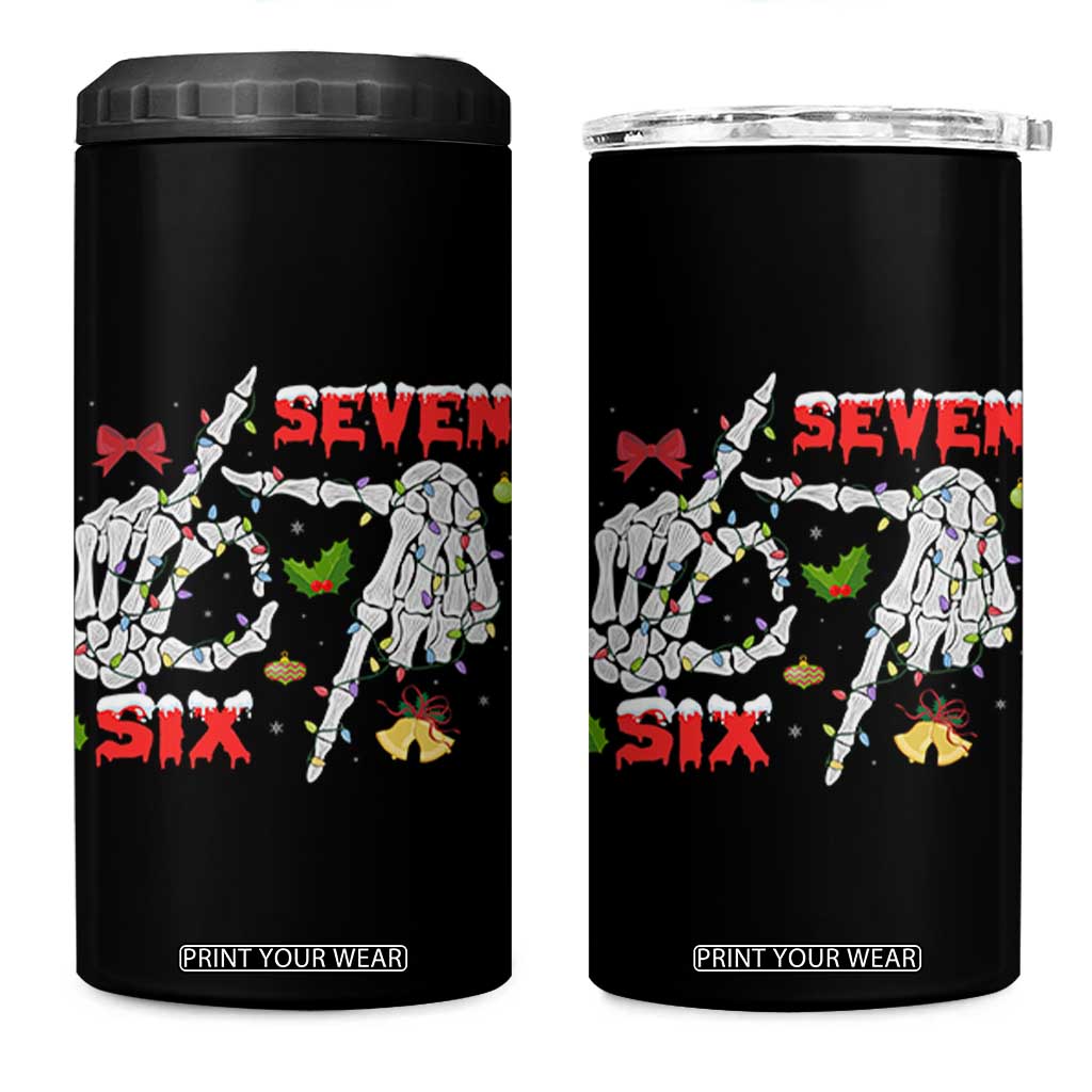 Six And Seven Meme Skeleton 4 in 1 Can Cooler Tumbler Funny Trendy Christmas Party Gift - Print Your Wear
