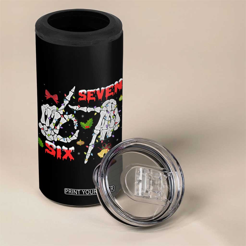 Six And Seven Meme Skeleton 4 in 1 Can Cooler Tumbler Funny Trendy Christmas Party Gift TS12 Print Your Wear