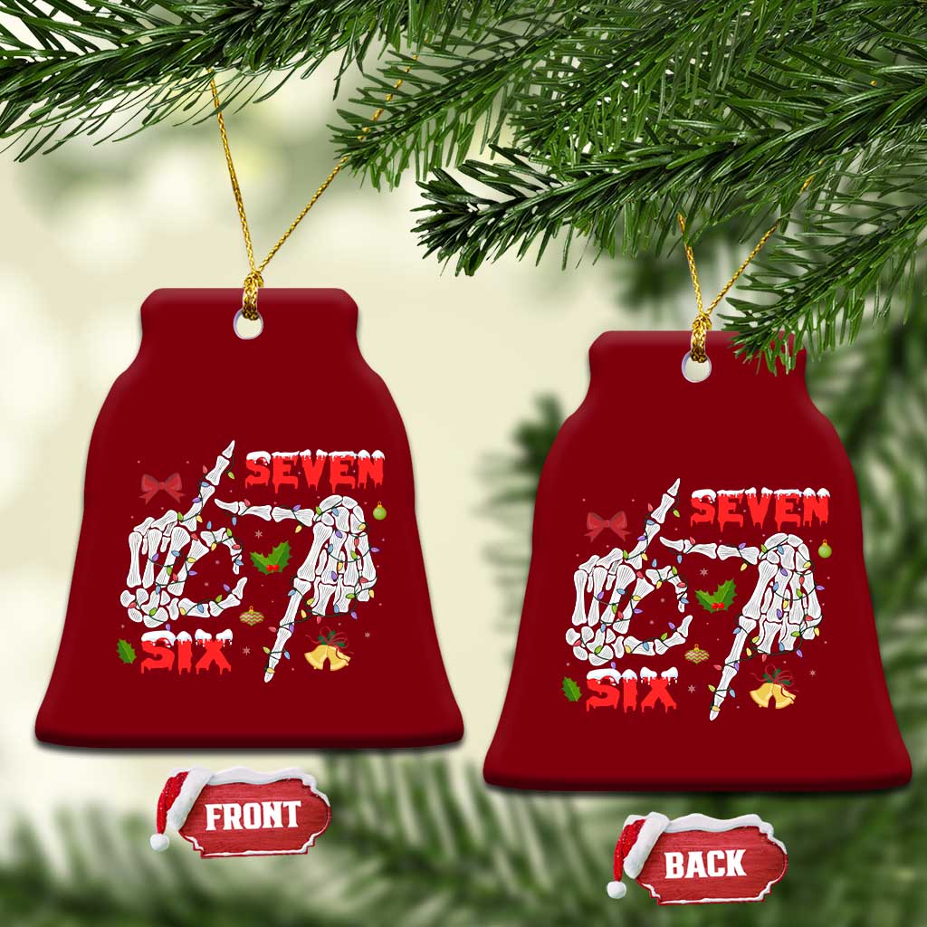 Six And Seven Meme Skeleton Ceramic Ornament Funny Trendy Xmas Party Gift TS12 Print Your Wear