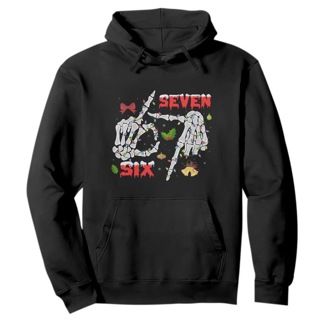 Six And Seven Meme Skeleton Hoodie Funny Trendy Christmas Party Gift TS12 Black Print Your Wear