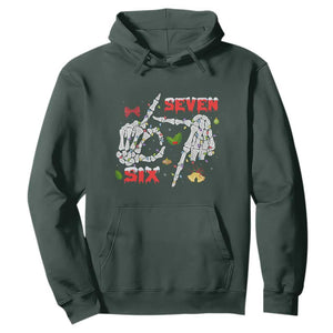 Six And Seven Meme Skeleton Hoodie Funny Trendy Christmas Party Gift TS12 Dark Forest Green Print Your Wear