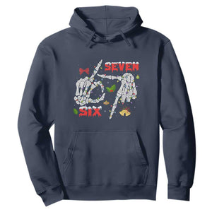 Six And Seven Meme Skeleton Hoodie Funny Trendy Christmas Party Gift TS12 Navy Print Your Wear