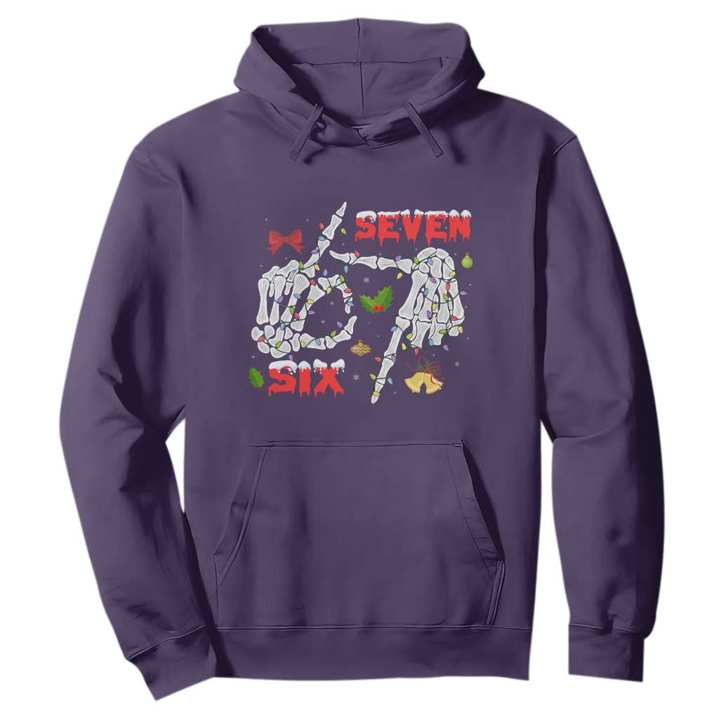 Six And Seven Meme Skeleton Hoodie Funny Trendy Christmas Party Gift TS12 Purple Print Your Wear