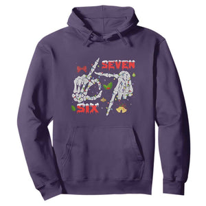 Six And Seven Meme Skeleton Hoodie Funny Trendy Christmas Party Gift TS12 Purple Print Your Wear