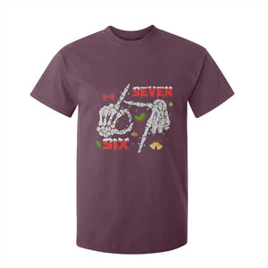 Six And Seven Meme Skeleton T Shirt For Kid Funny Trendy Christmas Party Gift TS12 Maroon Print Your Wear