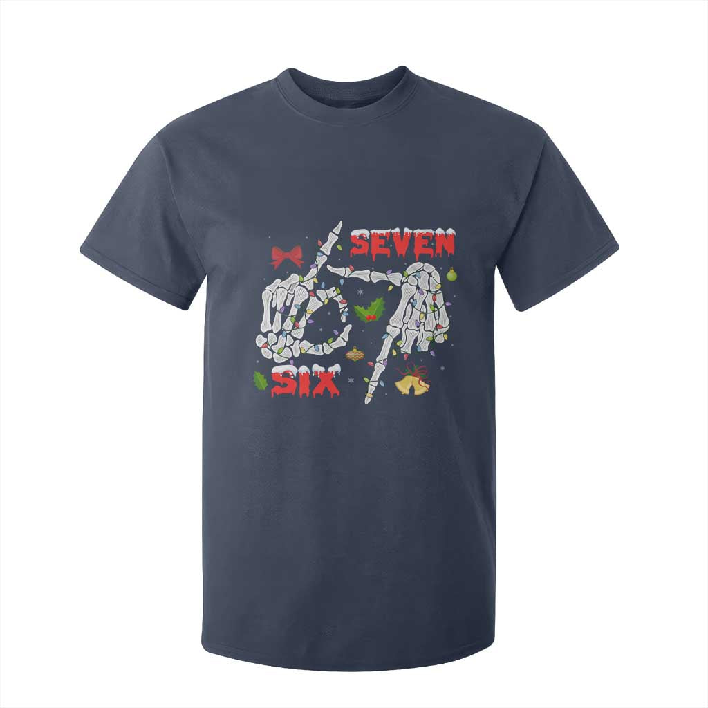 Six And Seven Meme Skeleton T Shirt For Kid Funny Trendy Christmas Party Gift TS12 Navy Print Your Wear
