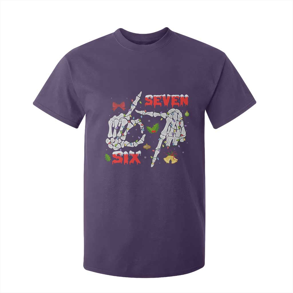 Six And Seven Meme Skeleton T Shirt For Kid Funny Trendy Christmas Party Gift TS12 Purple Print Your Wear