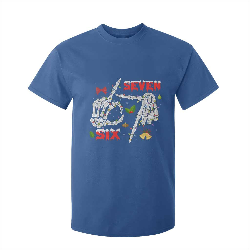 Six And Seven Meme Skeleton T Shirt For Kid Funny Trendy Christmas Party Gift TS12 Royal Blue Print Your Wear