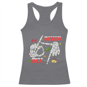 Six And Seven Meme Skeleton Racerback Tank Top Funny Trendy Christmas Party Gift - Print Your Wear