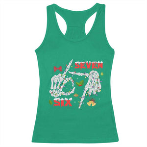 Six And Seven Meme Skeleton Racerback Tank Top Funny Trendy Christmas Party Gift - Print Your Wear