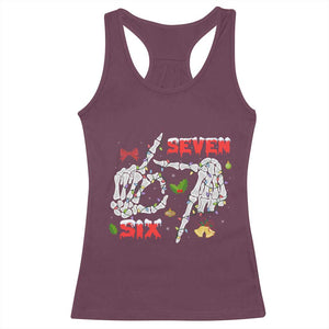 Six And Seven Meme Skeleton Racerback Tank Top Funny Trendy Christmas Party Gift TS12 Maroon Print Your Wear