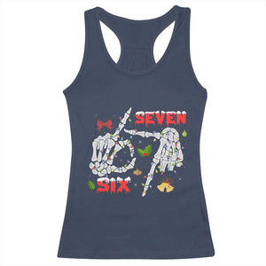 Six And Seven Meme Skeleton Racerback Tank Top Funny Trendy Christmas Party Gift TS12 Navy Print Your Wear