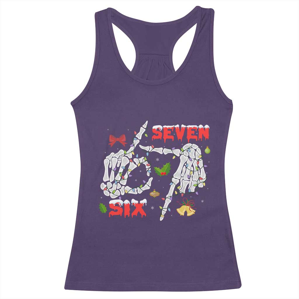 Six And Seven Meme Skeleton Racerback Tank Top Funny Trendy Christmas Party Gift TS12 Purple Print Your Wear