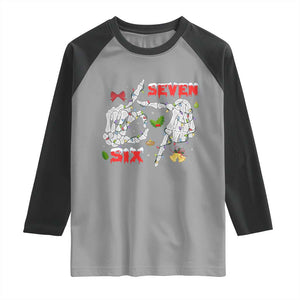 Six And Seven Meme Skeleton Raglan Shirt Funny Trendy Christmas Party Gift TS12 Sport Gray Black Print Your Wear