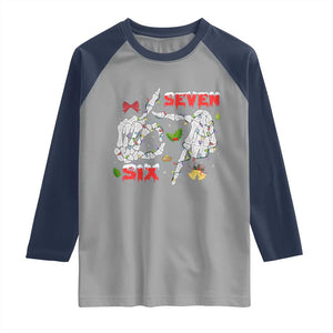 Six And Seven Meme Skeleton Raglan Shirt Funny Trendy Christmas Party Gift TS12 Sport Gray Navy Print Your Wear