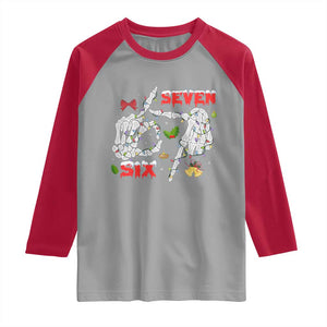 Six And Seven Meme Skeleton Raglan Shirt Funny Trendy Christmas Party Gift TS12 Sport Gray Red Print Your Wear