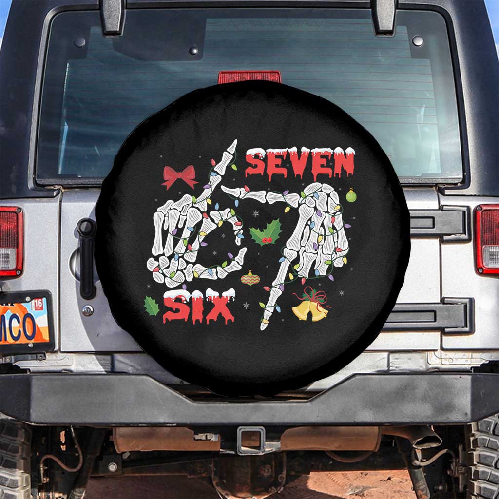Six And Seven Meme Skeleton Spare Tire Cover Funny Trendy Christmas Party Gift TS12 No hole Black Print Your Wear