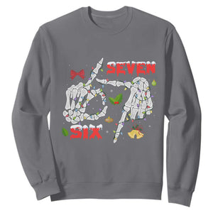 Six And Seven Meme Skeleton Sweatshirt Funny Trendy Christmas Party Gift - Print Your Wear