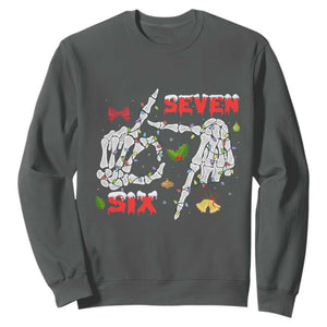 Six And Seven Meme Skeleton Sweatshirt Funny Trendy Christmas Party Gift - Print Your Wear