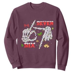 Six And Seven Meme Skeleton Sweatshirt Funny Trendy Christmas Party Gift - Print Your Wear
