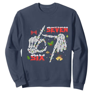 Six And Seven Meme Skeleton Sweatshirt Funny Trendy Christmas Party Gift - Print Your Wear