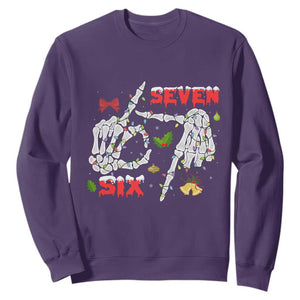 Six And Seven Meme Skeleton Sweatshirt Funny Trendy Christmas Party Gift - Print Your Wear