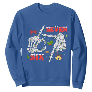 Six And Seven Meme Skeleton Sweatshirt Funny Trendy Christmas Party Gift - Print Your Wear