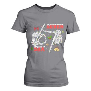 Six And Seven Meme Skeleton T Shirt For Women Funny Trendy Christmas Party Gift TS12 Charcoal Print Your Wear