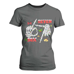 Six And Seven Meme Skeleton T Shirt For Women Funny Trendy Christmas Party Gift TS12 Dark Heather Print Your Wear