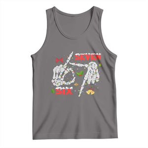 Six And Seven Meme Skeleton Tank Top Funny Trendy Christmas Party Gift TS12 Deep Heather Print Your Wear