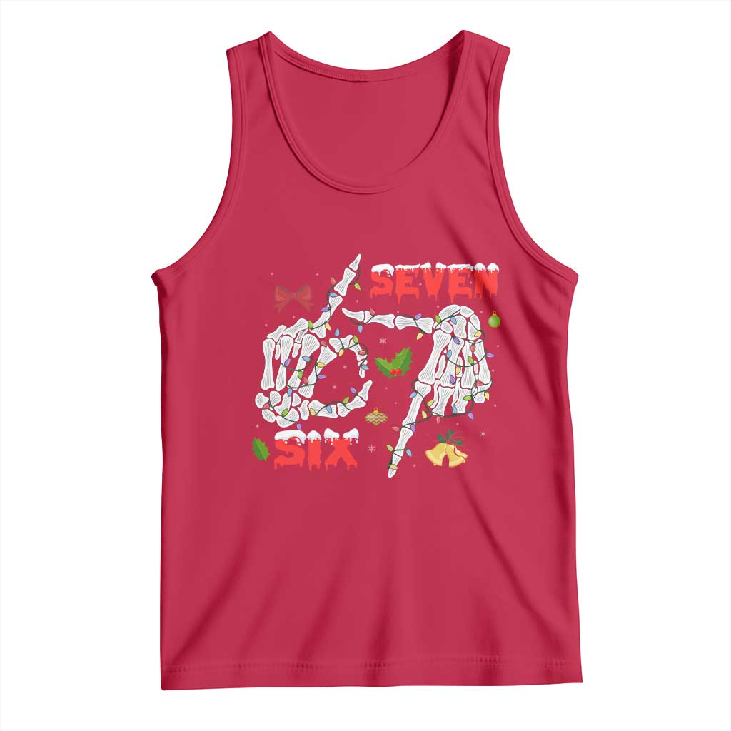 Six And Seven Meme Skeleton Tank Top Funny Trendy Christmas Party Gift TS12 Red Print Your Wear