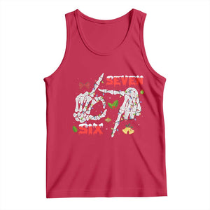 Six And Seven Meme Skeleton Tank Top Funny Trendy Christmas Party Gift TS12 Red Print Your Wear