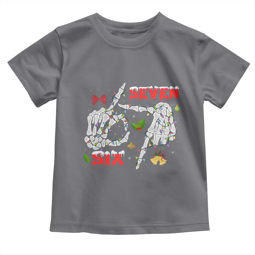 Six And Seven Meme Skeleton Toddler T Shirt Funny Trendy Christmas Party Gift TS12 Charcoal Print Your Wear