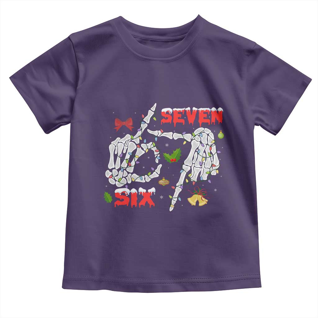 Six And Seven Meme Skeleton Toddler T Shirt Funny Trendy Christmas Party Gift TS12 Purple Print Your Wear