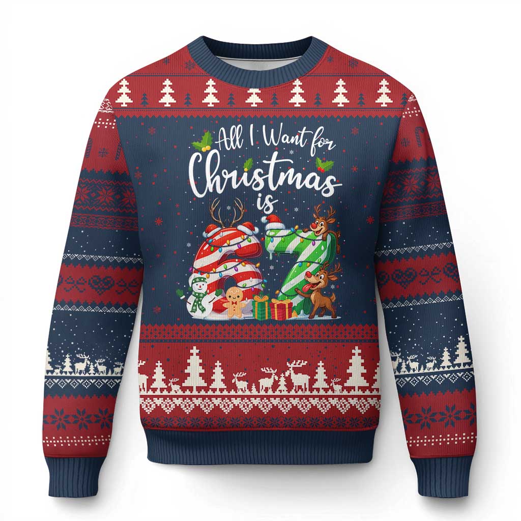 All I Want For Xmas Is 67 Ugly Christmas Sweater Trending Meme Holiday Gift TS12 Navy Red Print Your Wear