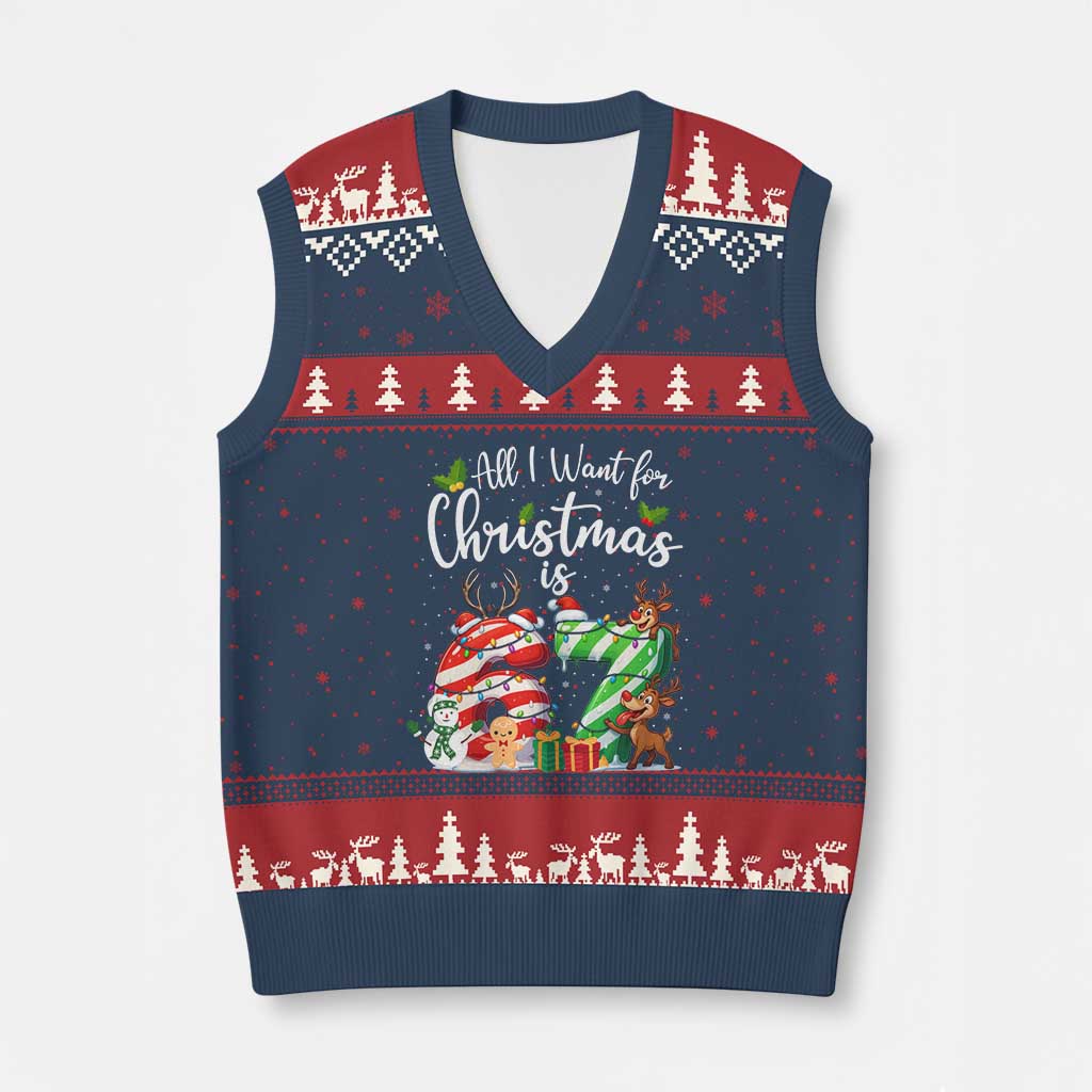 All I Want For Xmas Is 67 V-Neck Knit Sweater Vest Trending Meme Holiday Gift TS12 Navy Red Print Your Wear