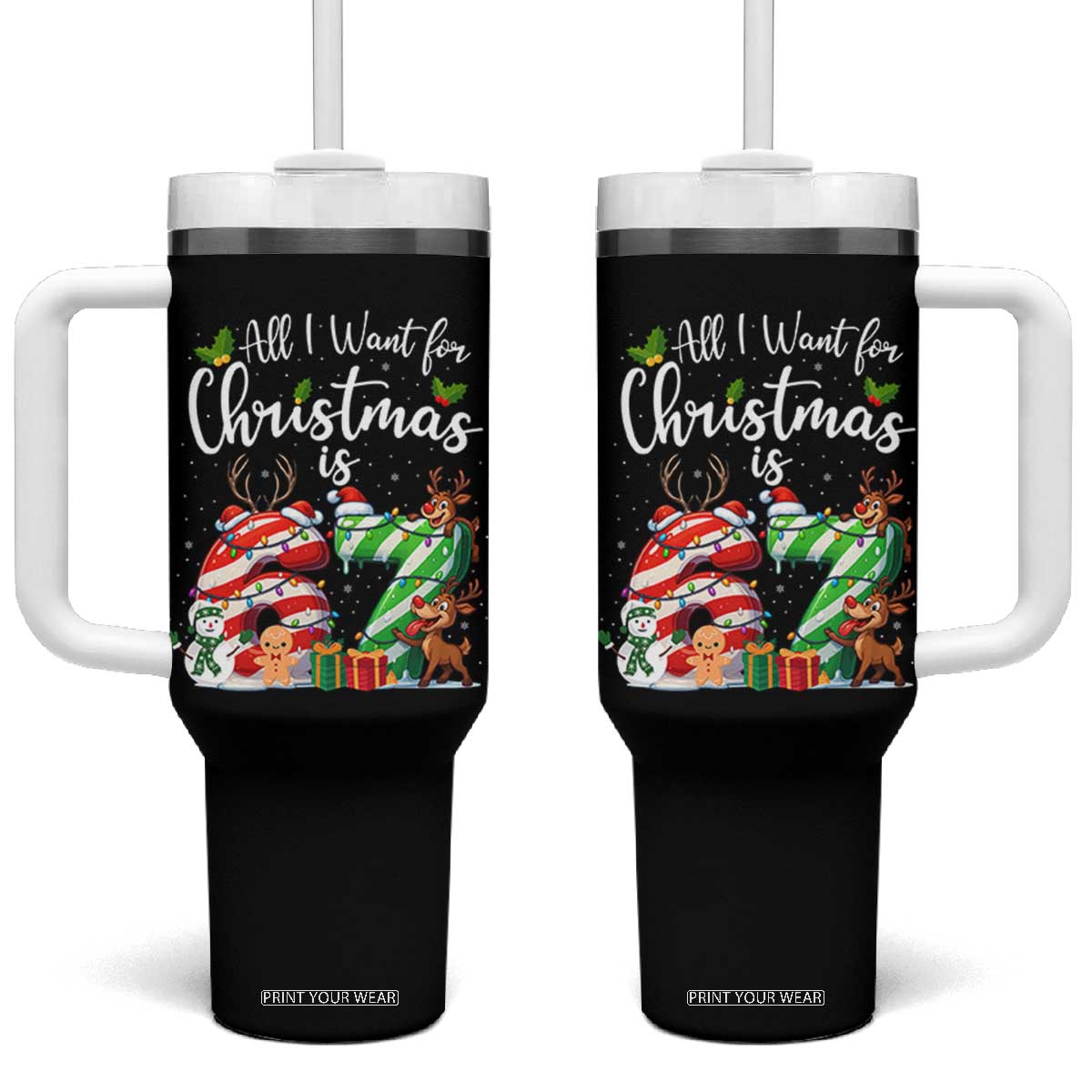 All I Want For Christmas Is 67 Tumbler With Handle Trending Meme Holiday Gift TS12 One Size: 40 oz Black Print Your Wear
