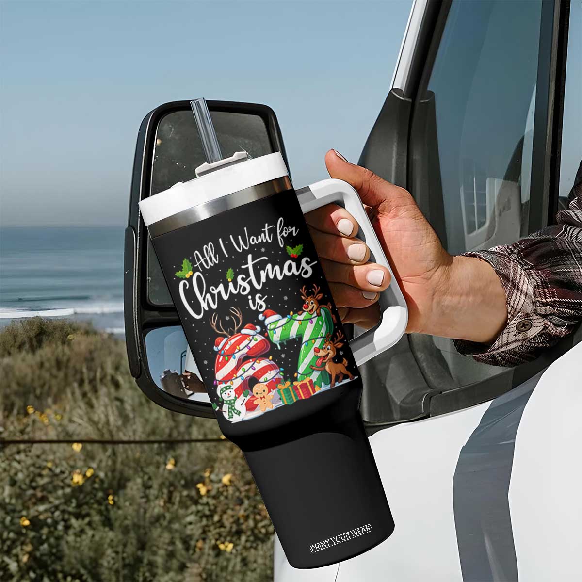 All I Want For Christmas Is 67 Tumbler With Handle Trending Meme Holiday Gift - Print Your Wear