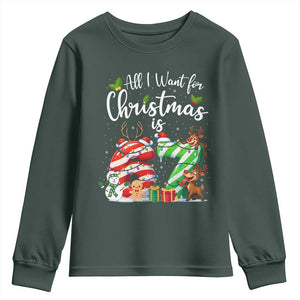 All I Want For Christmas Is 67 Youth Sweatshirt Trending Meme Holiday Gift TS12 Dark Forest Green Print Your Wear