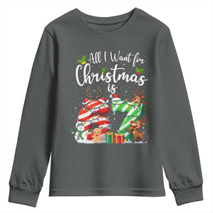 All I Want For Christmas Is 67 Youth Sweatshirt Trending Meme Holiday Gift TS12 Dark Heather Print Your Wear