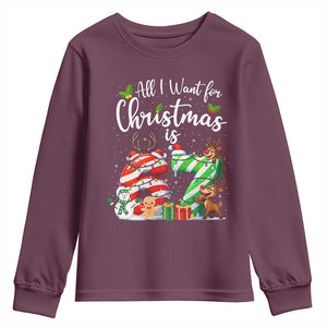 All I Want For Christmas Is 67 Youth Sweatshirt Trending Meme Holiday Gift TS12 Maroon Print Your Wear