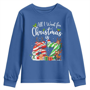 All I Want For Christmas Is 67 Youth Sweatshirt Trending Meme Holiday Gift TS12 Royal Blue Print Your Wear