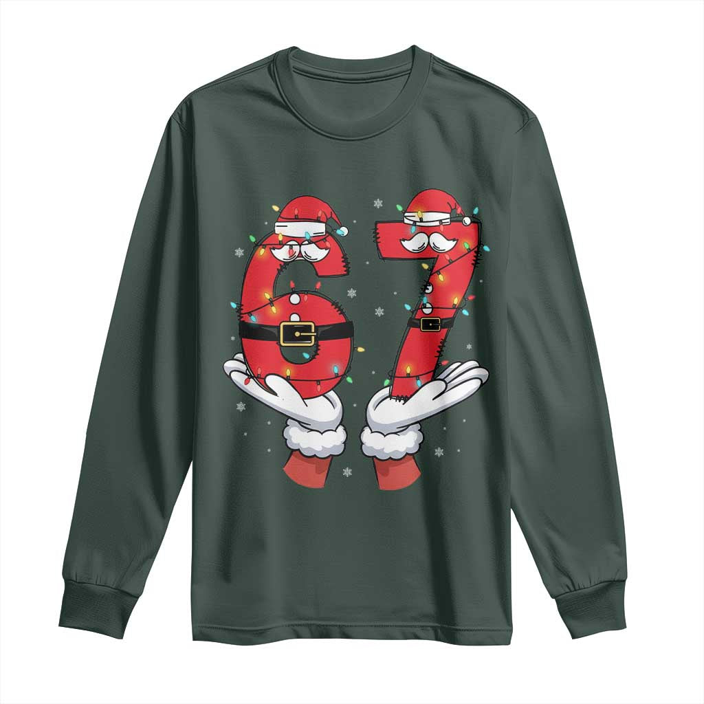 Funny 67 Meme Long Sleeve Shirt Christmas Party Holiday Gag Gift TS12 Dark Forest Green Print Your Wear