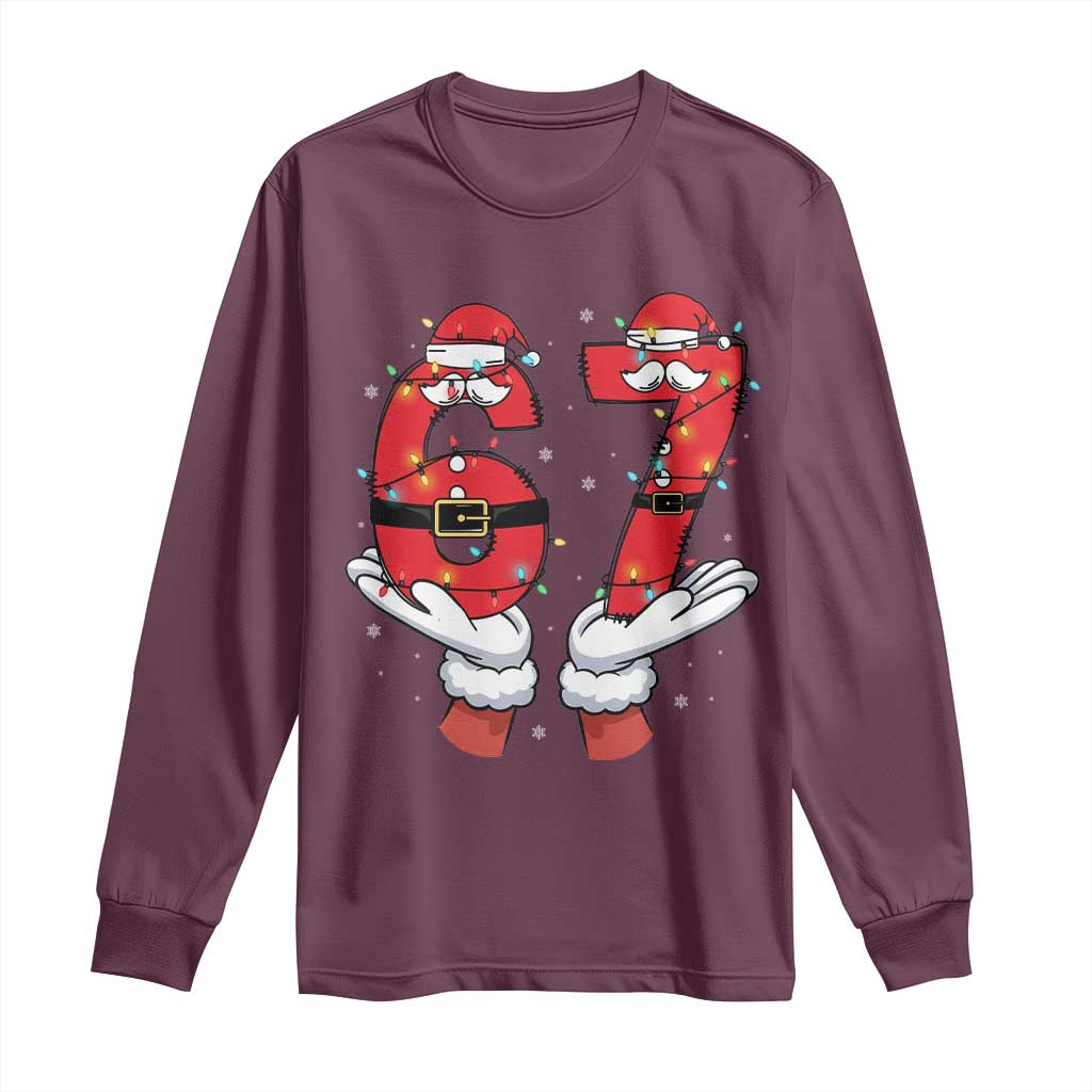 Funny 67 Meme Long Sleeve Shirt Christmas Party Holiday Gag Gift TS12 Maroon Print Your Wear