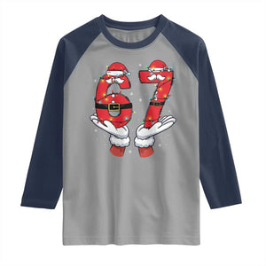 Funny 67 Meme Raglan Shirt Funny Christmas Party Holiday Gift TS12 Sport Gray Navy Print Your Wear