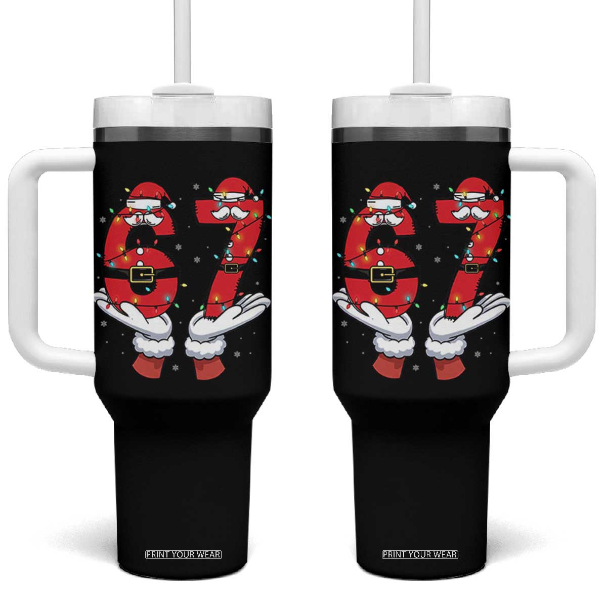 Funny 67 Meme Tumbler With Handle Funny Christmas Party Holiday Gift TS12 One Size: 40 oz Black Print Your Wear